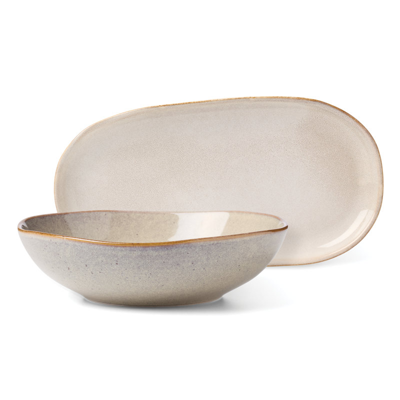 Organic Shades 2-Piece Serving Set, Oatmeal, Cream