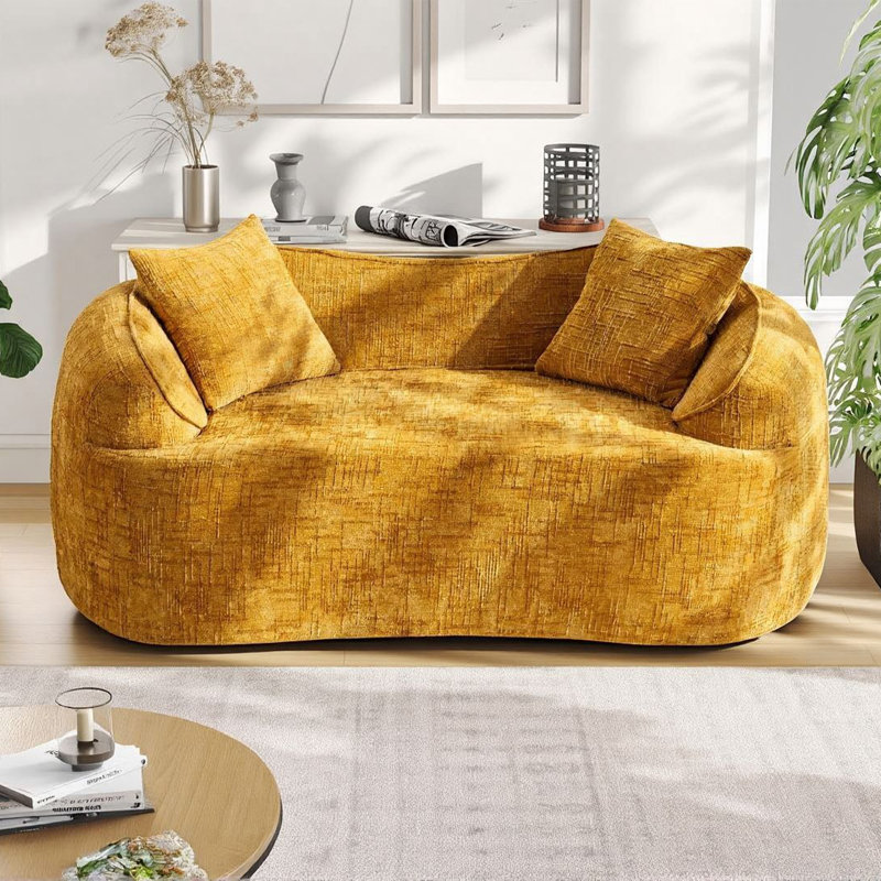 Canapé compressible courbé en osier 66,93 po Boneless, Jaune