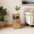 Solid Wood Nightstand with Raised Edge Top, Sliding Shelf, Cable Cutout & Skirting Board Clearance-559546528-559707862