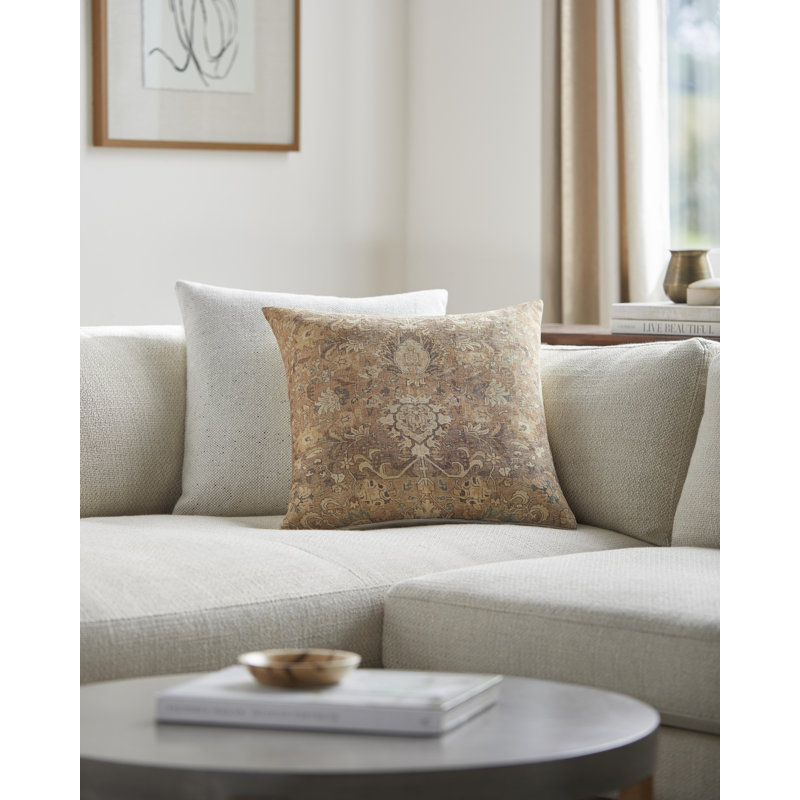 Dycus Damask Accent Throw Pillow Cover, 20" x 20", Polyester/Polyfill