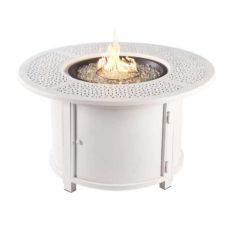 Aerne Round Propane Smokeless Fire Pit Table with Hidden Fuel Tank, White