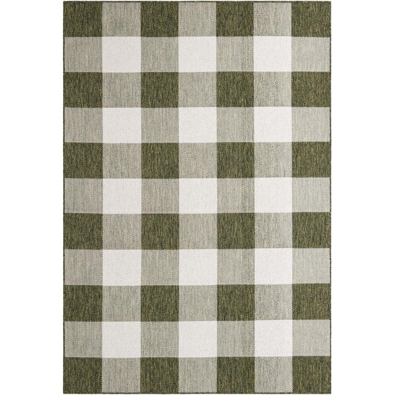 Tapis d'intérieur / extérieur de couleur verte Borrego, Rectangle 6 pi 1 po x 9 pi