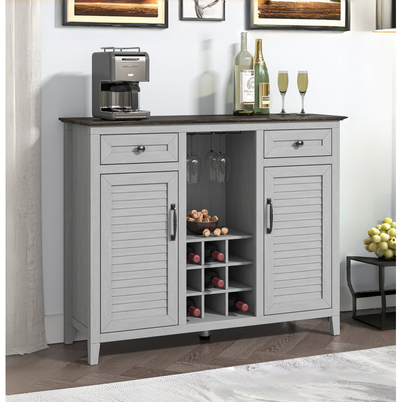 Elishia 47.44'' Farmhouse Bar Cabinet, Gray