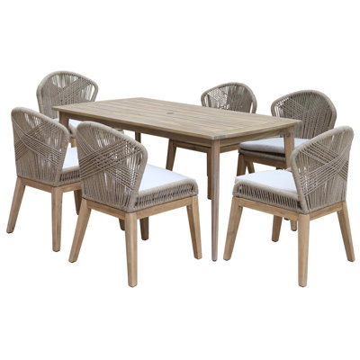 Ensemble de salle à manger rectangulaire pour 6 personnes 35 "avec coussins Bowery