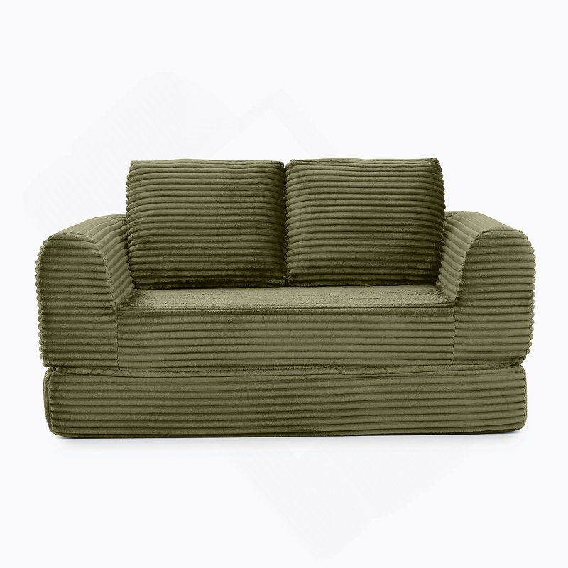Canapé-lit convertible 2 en 1 avec mécanisme coulissant et coussins inclus pour un confort accru, Vert