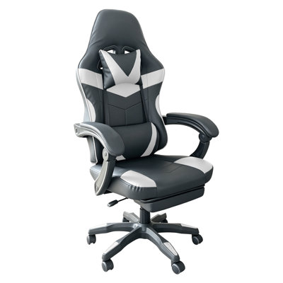 High Back PU Leather Office Chair with Headrest & Lumbar Support, 360° Swivel Computer Chair