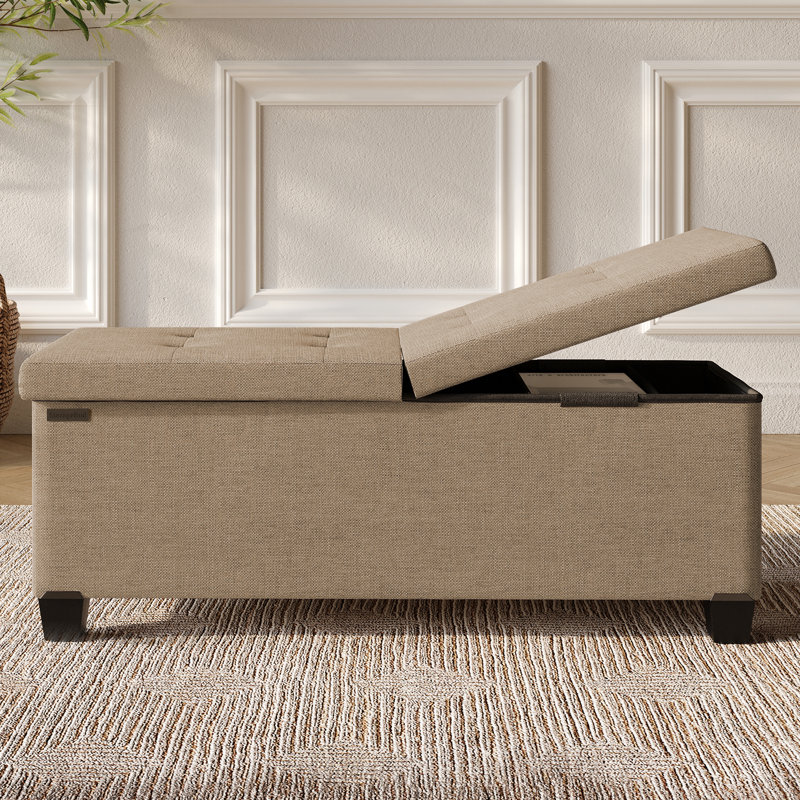 Banc de rangement avec repose-pieds Vérrant, 15"H x 43"W x 15"D, Taupe