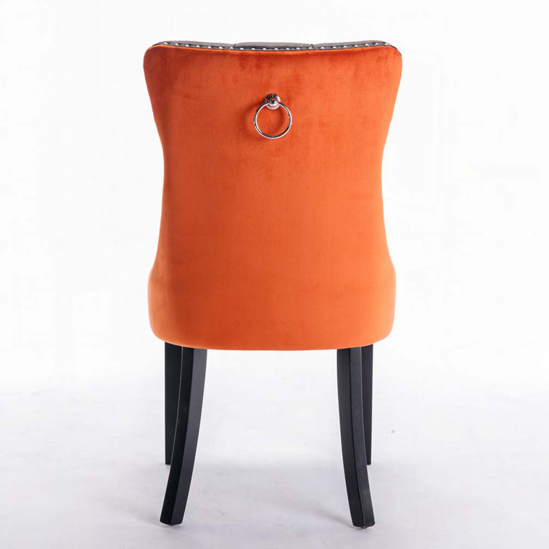 Chaise rembourrée en polyuréthane et velours, Noir / Orange