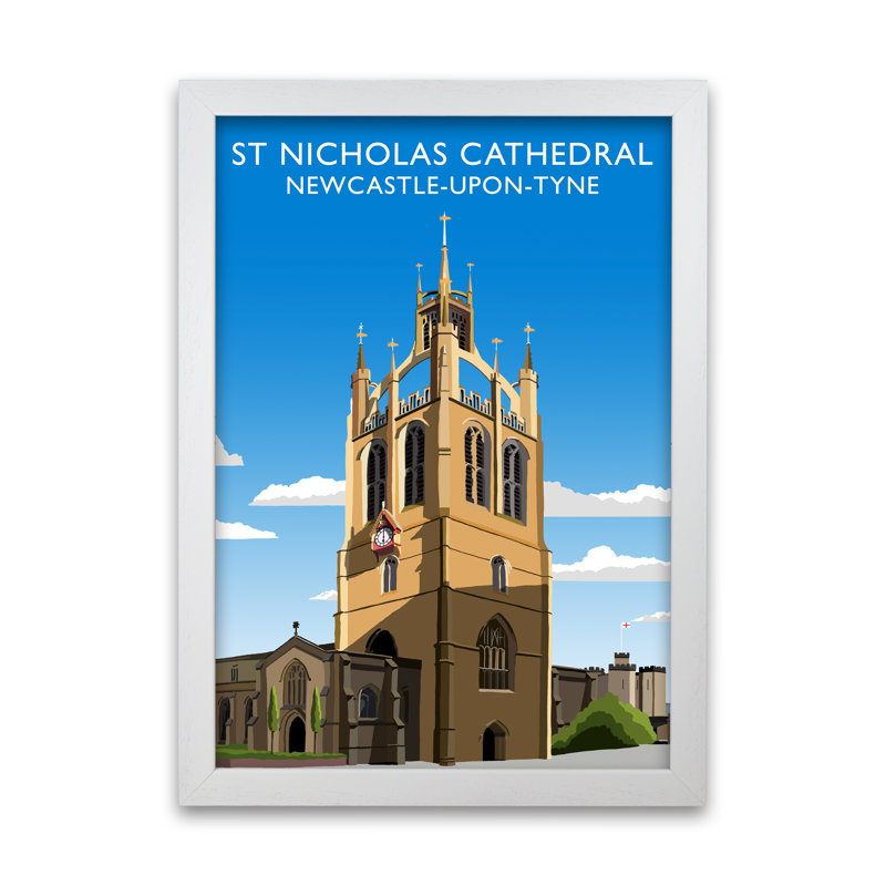 St Nicholas Cathedral Newcastle-Upon-Tyne 1 Piece Wall Art, 29.7cm H x 21cm W x 3cm D, White Framed