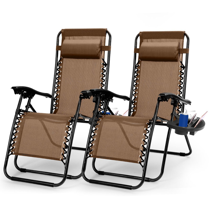 Margareta Outdoor Metal Chaise Lounge, Black/Brown