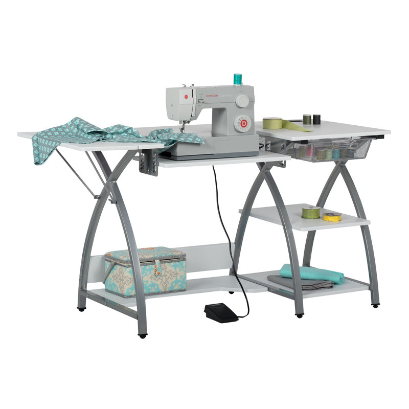 Table de couture 56,75 po x 23,5 po avec plateforme pour machine à coudre