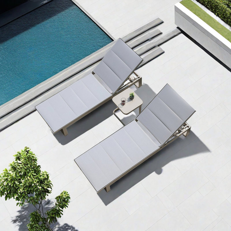 Chaise longue d'extérieur en aluminium avec table en alliage d'aluminium