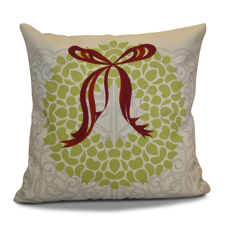 Coussin extérieur Holiday Wishes, H 16 po x l 16 po, Vert clair