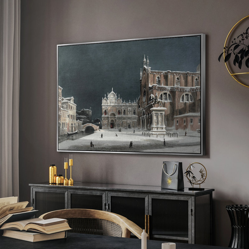 Paysage rétro - DXLI, Toile avec cadre flottant noir, H 17 po x l 25 po x P 2 po