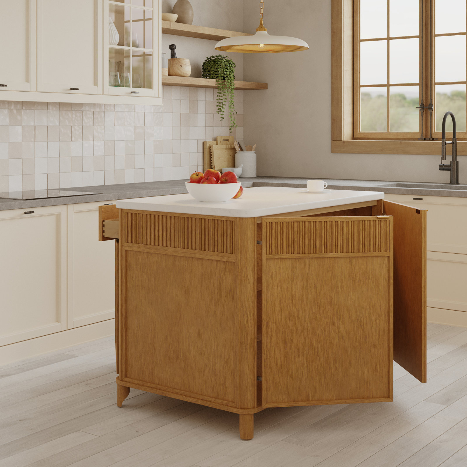 Kennedy Kitchen Island, White Quartz