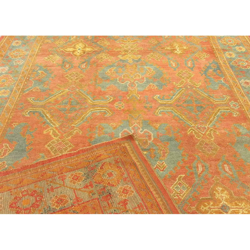 One-of-a-Kind Hand-Knotted 1900s 8'4" x 13'6" Wool Area Rug in Blue/Yellow