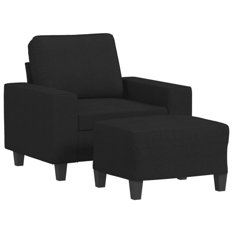  Canapé avec repose-pieds noir 23,6 po, Noir
