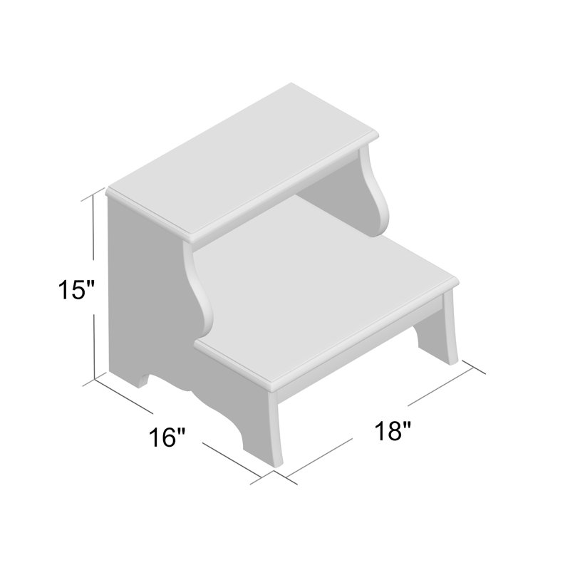 Ashvir 2 - Step Wood Lightweight Step Stool, Distressed Driftwood