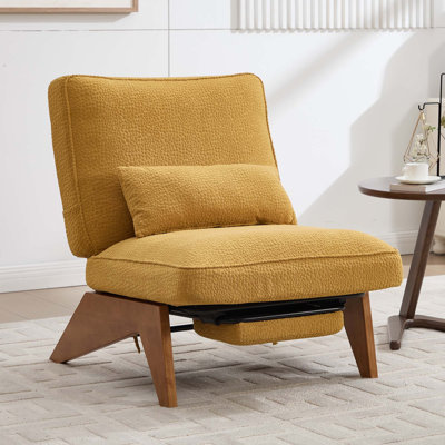 Armless Accent Chair with Adjustable Footrest ,Lounge Chair with Adjustable Backrest,Reading Chair For Reading Room,Living Room,Apartment, Office-Yellow