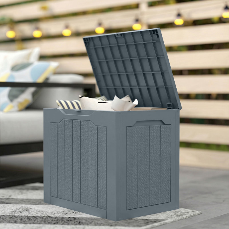Outsunny 97L Plastic Garden Storage Box with Handles Waterproof, Light Grey