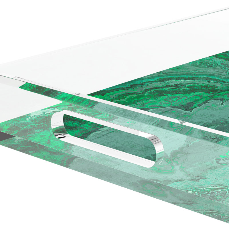 Agate Malachite Acrylic Rectangle Decorative Tray, 22.5"W x 14.5"D x 2"H, Malachite