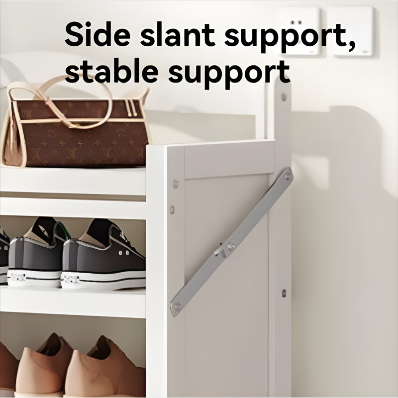 Foldable Shoe Rack For Home - Bamboo Entryway Shoe Organizer With Dust-Proof Curtain, Multi-Layer Design For Easy Storage
