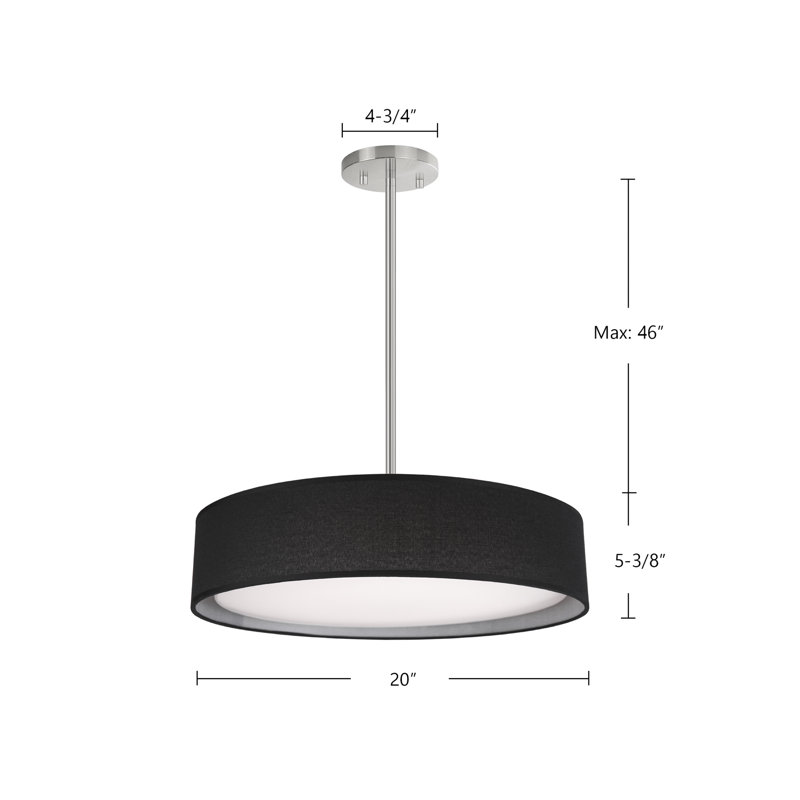 Dalton 1 - Light LED Single Pendant, 51.25" H x 20" W x 20" D, Gray
