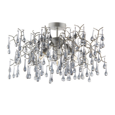 Nightan 3-Light Aged Silver Semi-Flush Light