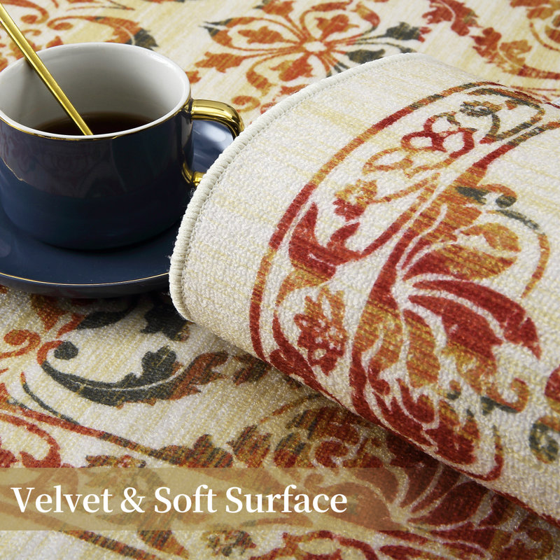Sionn Washable Floral Indoor Rug, Rectangle 9' x 12'