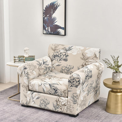 Sofa Covers For Single Cushion Couch Stretch Floral 2 Piece Armchair Slipcover With 1 Separate Chair Cushion Couch Cover Washable (Armchair, Styles 4)