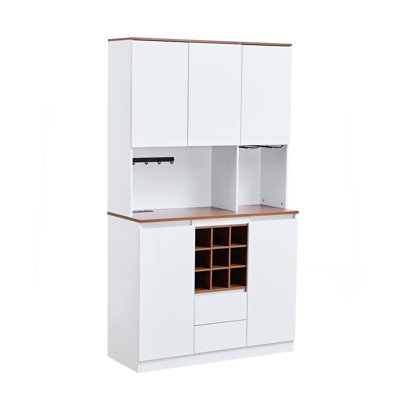 Armoire à vin Farmhouse Coffee Bar, armoire de cuisine 68,9 po avec rangement, armoire à boissons alcoolisées pour la maison et la salle à manger