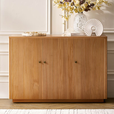 Martha Modern 48" Wide 3-Door Fluted Solid Wood Sideboard with Cable Management and Adjustable Shelves
