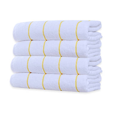 Sunshine Yellow Towels - Egyptian Cotton Striped Border detail