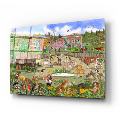 Art mural en verre épique «Country Cottage 2» par Gale Pitt, 24 po x 16 po