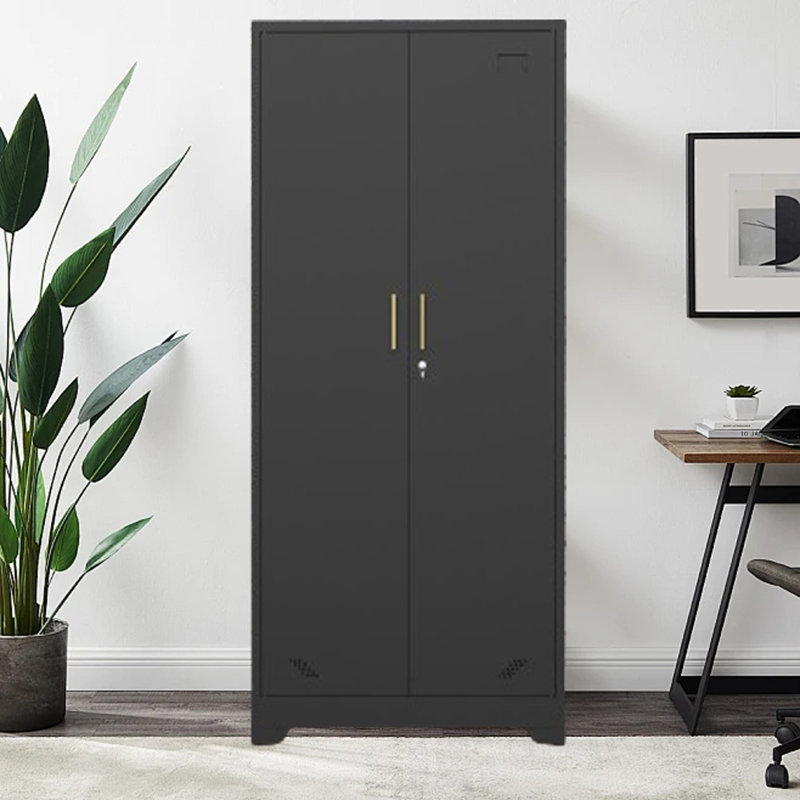 Buffet décoratif 2 portes Mallak Steel, L 31 po x P 15,74 po, Noir