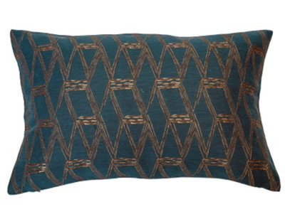 Avali Abstract Teal Rectangle Cushion