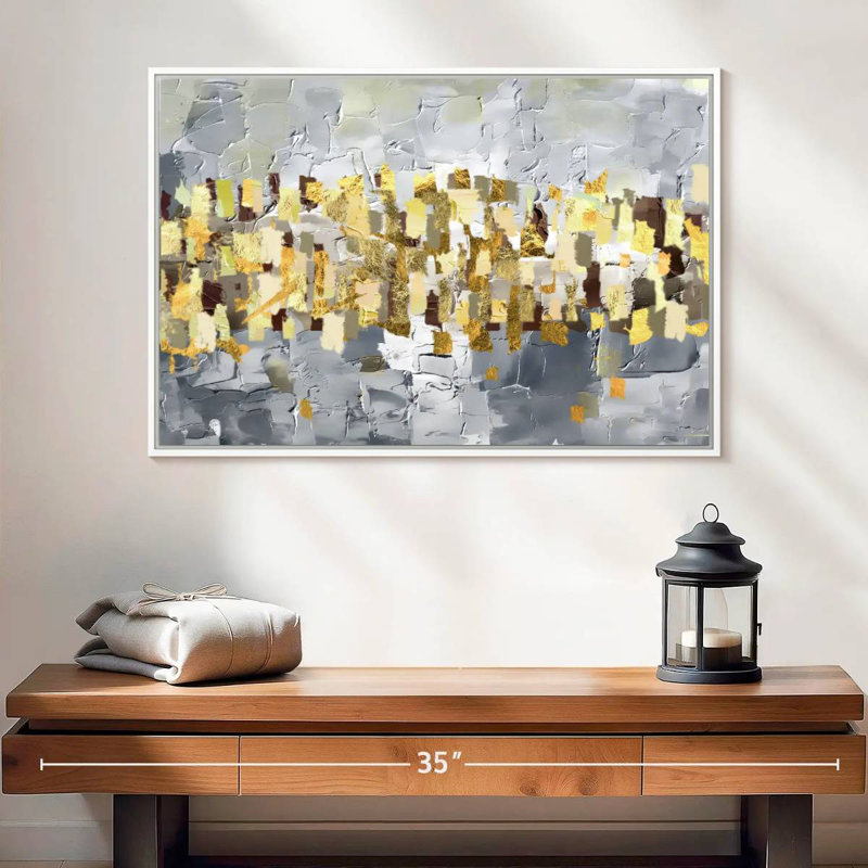 Or et argent Leota, Cadre flottant blanc, 25 po x 17 po