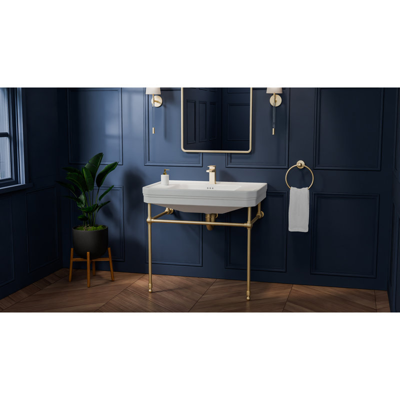 Valencia 31 in. W x  33 in. H Console Sink, Single Hole Facuet Drilling, Brushed Brass, Single Hole Faucet, Brushed Brass