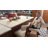 Mid Century Linen Upholstered Dining Chair With Wood Legs-2014121167