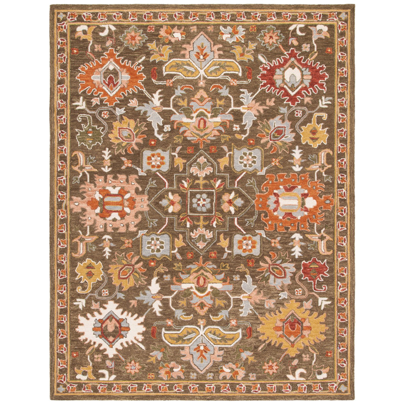 Felsenthal Hand Tufted Wool/Cotton Oriental Rug in Brown, Square 6'