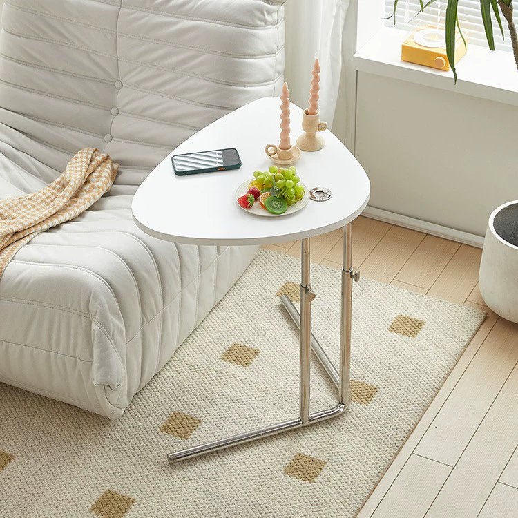 Simple coin en acier inoxydable, bord de canapé de salon, table d'appoint relevable.