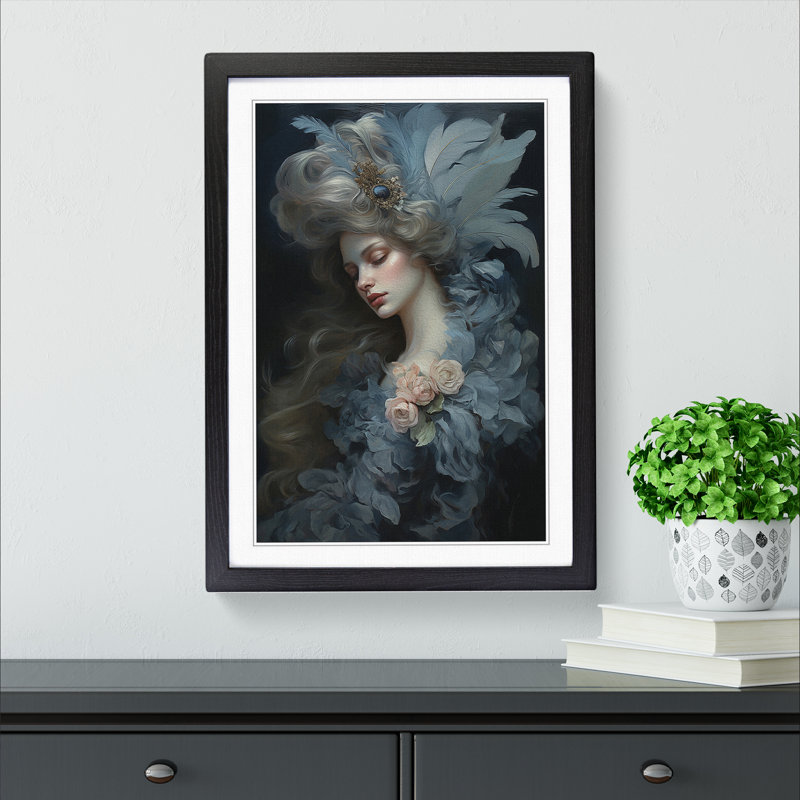 Feather Rococo - Framed Print, Black, 64cm H x 46cm W x 2cm D