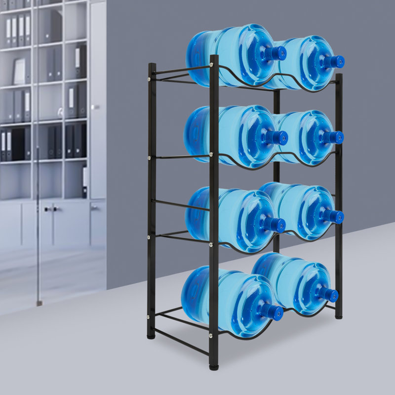 Support à bouteilles d'eau 25,2 po à 4 niveaux pour 5 bouteilles d'eau, Noir