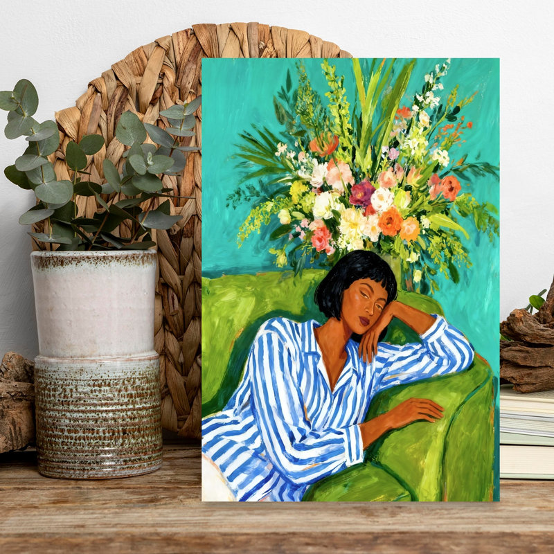«Sleeping Woman Blooms», art mural contemporain, H 18 po x l 12 po
