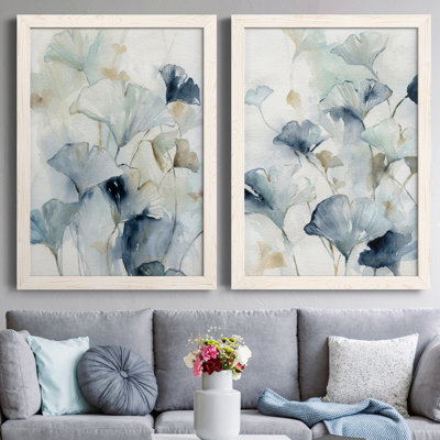 " Indigo Ginkgo I " 2 Piece Art Color Photography Painting