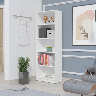 White 5Slim Bookcase, Bookshelf,  Corner Shelf,  Corner Bookcase,  Storage Bookcase,