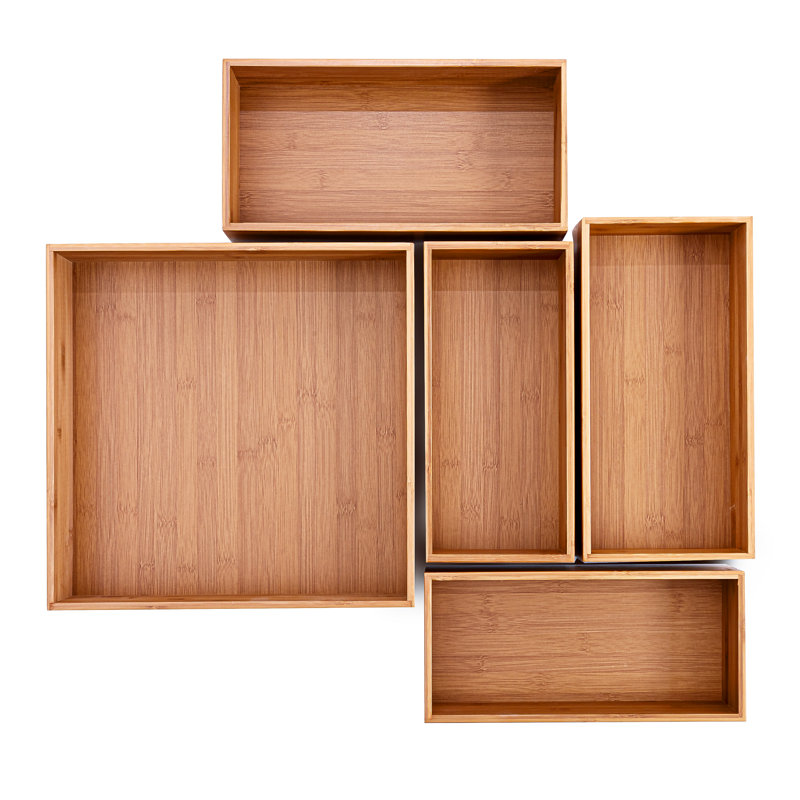 Natural Bamboo Multi-Size Storage Organizer Box Set