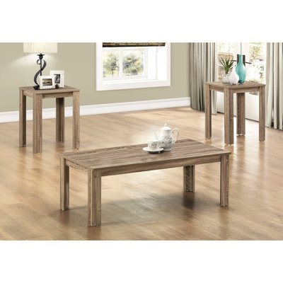 Ensemble de 3 pièces pour le salon : table basse et 2 tables d'appoint, fini taupe foncé. Ensemble de 3 pièces, stratifié brun, style moderne.