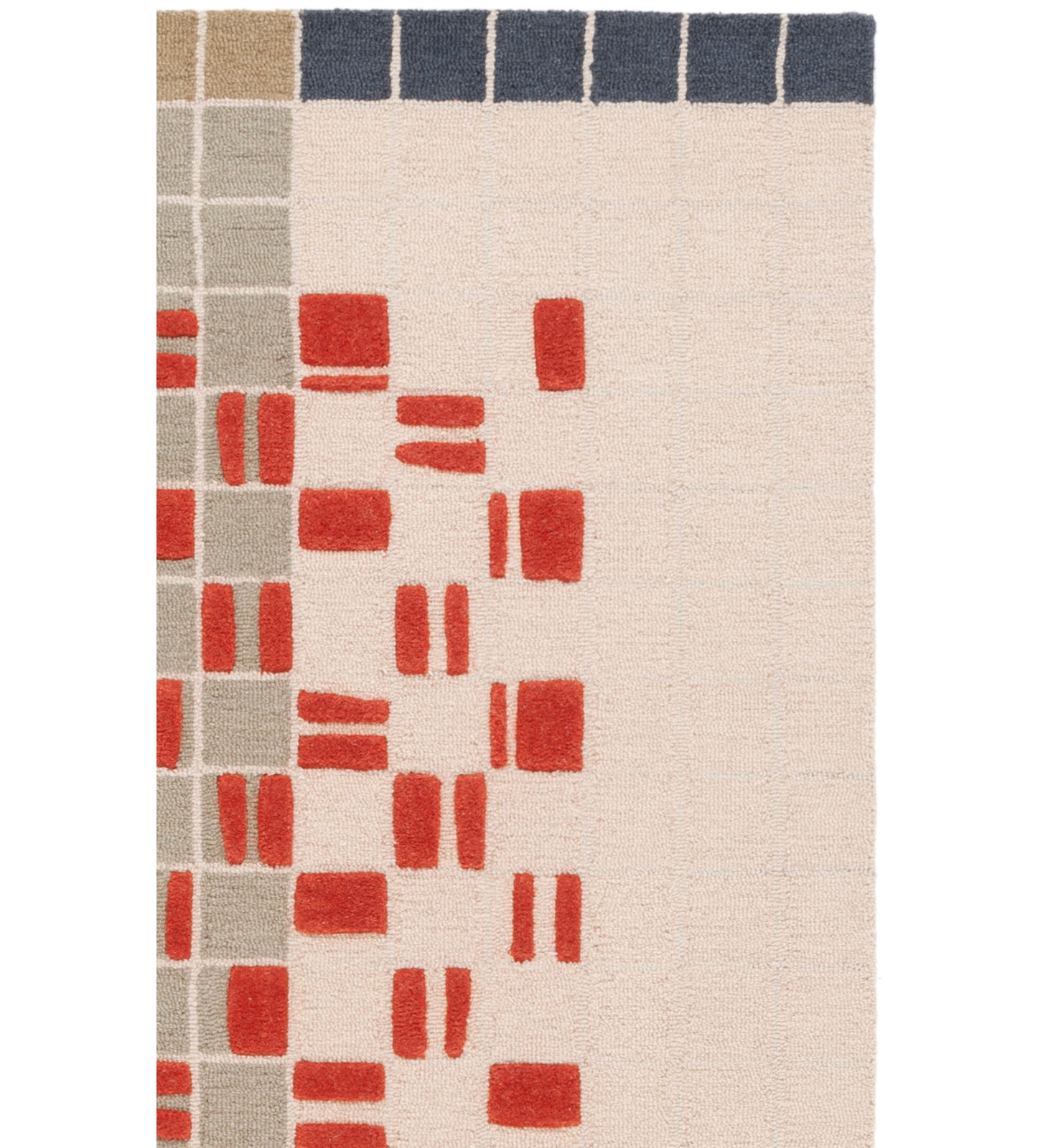 Elswick Gray Red Hand-Tufted Geometric Wool Rug, Square 3'