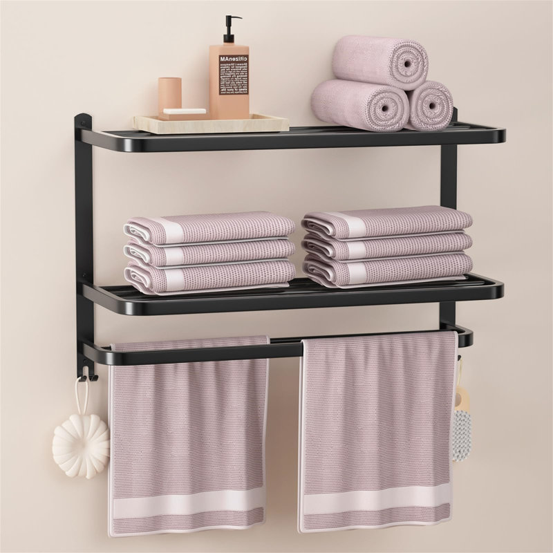 Bissonet 58 cm L Stainless Steel Wall Mounted Towel Rack, Black